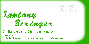 kaplony biringer business card